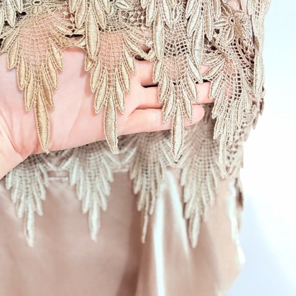 Vintage Bronze Mini Dress w Gorgeous Fringed Lace & Tiered Ruffle Skirt - Picture 6 of 15